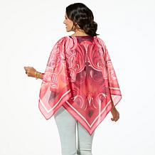 "As Is" DG2 by Diane Gilman Scarf Printed Drama Top with Tank