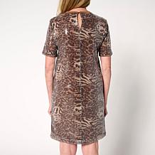 "As Is" DG2 by Diane Gilman Sequin Knit Short-Sleeve T-shirt Dress