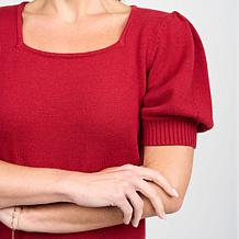 "As Is" DG2 by Diane Gilman SoftEase Knit Puff-Sleeve Sweater