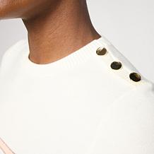 As Is DG2 by Diane Gilman Softease Short-Sleeve Striped Sweater