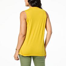 "As Is" DG2 by Diane Gilman Stand Collar Inverted Pleat Easy Tank