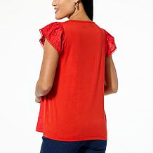 "As Is" DG2 by Diane Gilman Star Lace Combo Top