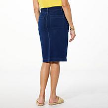 "As Is" DG2 by Diane Gilman Super Stretch Knit Denim Belted Skirt