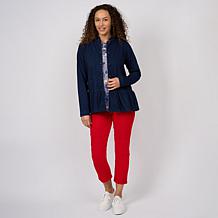 "As Is" DG2 by Diane Gilman Super Stretch Knit Denim Peplum Hem Jacket
