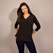 "As Is" DG2 by Diane Gilman V-Neck 3/4-Sleeve Easy Top