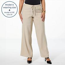 "As Is" DG2 by Diane Gilman Washed Twill Wide-Leg Pull-On Pant