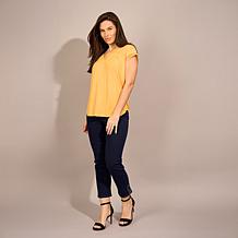 "As Is" Diane Gilman Legacy Stretch Denim Studded Skinny Crop Jean