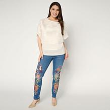 "As Is" Diane Gilman New Classic Stretch Embellished Skinny Jean
