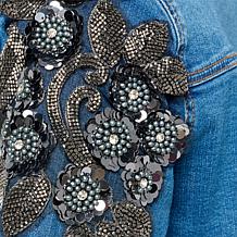 "As Is" Diane Gilman New Classic Stretch Embellished Zip Front Jacket