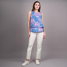 "As Is" Diane Gilman Poly CDC Flutter Tank Top with Lace Trim Inset