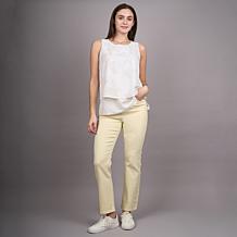 "As Is" Diane Gilman Poly CDC Flutter Tank Top with Lace Trim Inset