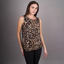 "As Is" Diane Gilman Poly CDC Flutter Tank Top with Lace Trim Inset