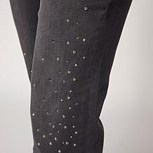 "As Is" Diane Gilman Stud and Crystal Embellished Straight Leg Jean