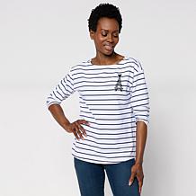 "As Is" Elle Get the Look Striped Graphic Tee