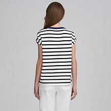 "As Is" Elle Get the Look Striped Knit Top with Embellishment
