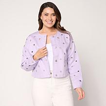 "As Is" Elle Get the Look Washed Denim Grommet Jacket