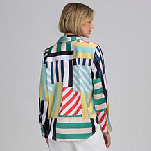 "As Is" Elle Live Multi-Stripe Long-Sleeve Shirt