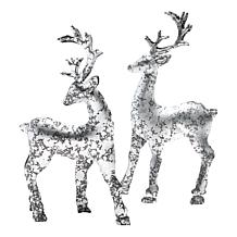 "As Is" Emryn House 4-piece Galvanized Tree and Deer Set