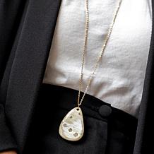 "As Is" Faire Collection Simone 32" CZ Handcarved Teardrop Necklace