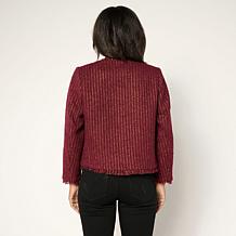 "As Is" G by Giuliana Black Label Bouclé Striped Jacket