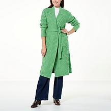 "As Is" G by Giuliana Black Label Cable Knit Belted Cardigan