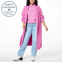 "As Is" G by Giuliana Black Label Cable Knit Belted Cardigan