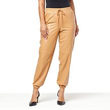 "As Is" G by Giuliana Black Label Faux Leather Pull-On Jogger