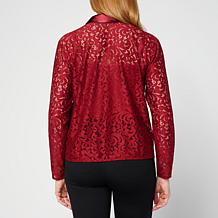 "As Is" G by Giuliana Black Label Knit Lace Satin Blouse