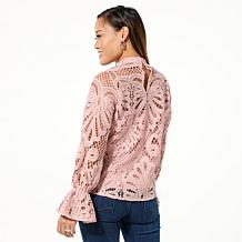 "As Is" G by Giuliana Black Label Lace Blouse with Cami