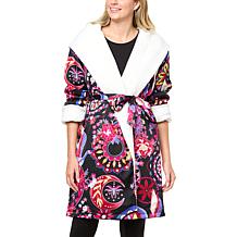 "As Is" G by Giuliana Black Label LounGy Sherpa Lined Satin Robe