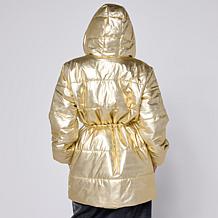 "As Is" G by Giuliana Black Label Metallic Puffer Jacket