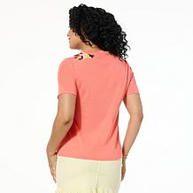"As Is" G by Giuliana Embellished Cotton-Blend Knit Tee
