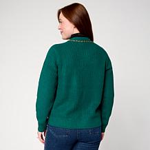 "As Is" G by Giuliana FF Sweater Cardigan with Chain Detail