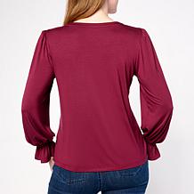 "As Is" G by Giuliana Knit Top with Puff Sleeves