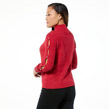 "As Is" G by Giuliana Mock Neck Pullover Sweater with Button Detail