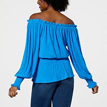 "As Is" G by Giuliana Off-The-Shoulder Smocked Blouse