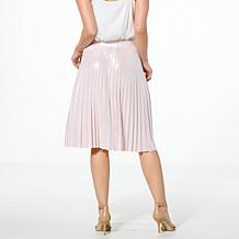 "As Is" G by Giuliana Pleated Metallic Knit Skirt