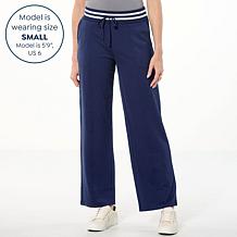 "As Is" G by Giuliana Ponte Knit Wide-Leg Pull-On Pant with Rib Kni...