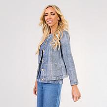 "As Is" G by Giuliana Printed Denim-Like Knit Jacket