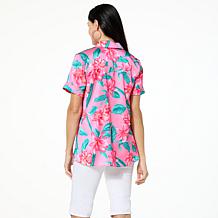 "As Is" G by Giuliana Printed Tie-Front Camp Shirt