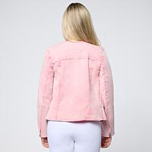 As Is G by Giuliana Snow Wash Collarless Denim Jacket