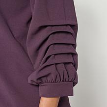 "As Is" G by Giuliana Solid Knit Dramatic Sleeve Button-Down Shirt