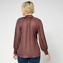 "As Is" G by Giuliana Woven Button Front Blouse with Ruffle Detail