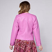 "As Is" G by Giuliana Woven Quilted Leather Jacket