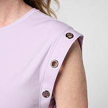 "As Is" GREY by Jhoan Sebastian Grey Grommet Detail Cap Sleeve Jers...