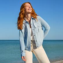 "As Is" GREY by Jhoan Sebastian Grey Knit Denim Jacket w/Mesh Sweat...