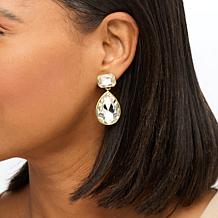 "As Is" Heidi Daus Beautiful Bianca Clear Stone Pear Drop Earrings