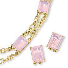 "As Is" Heidi Daus "In Vogue" Glass and Crystal Necklace and Earrin...