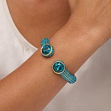 "As Is" Heidi Daus "Just For U" Glass & Crystal Hinged Bangle Bracelet