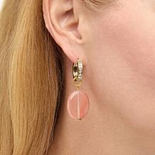"As Is" Heidi Daus "Loop Back Around" Crystal Hoop & Chrm Drop Earrngs